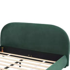 Letto a piattaforma Queen/King Size, struttura imbottita in tessuto Bouclé con testiera curva - ModernLuxe