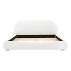 Letto a piattaforma Queen/King Size, struttura imbottita in tessuto Bouclé con testiera curva - ModernLuxe