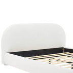 Letto a piattaforma Queen/King Size, struttura imbottita in tessuto Bouclé con testiera curva - ModernLuxe