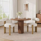 Sedie da pranzo imbottite, sedie da pranzo moderne in Boucle con schienale ergonomico curvo, comode sedie da cucina con gambe in legno di gomma