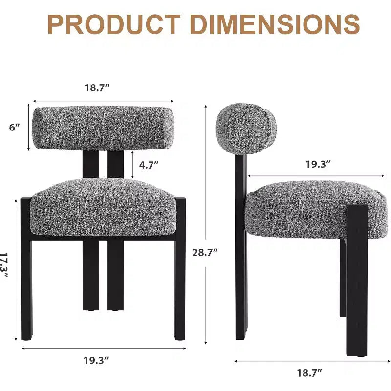 Sedie da pranzo imbottite, sedie da pranzo moderne in Boucle con schienale ergonomico curvo, comode sedie da cucina con gambe in legno di gomma
