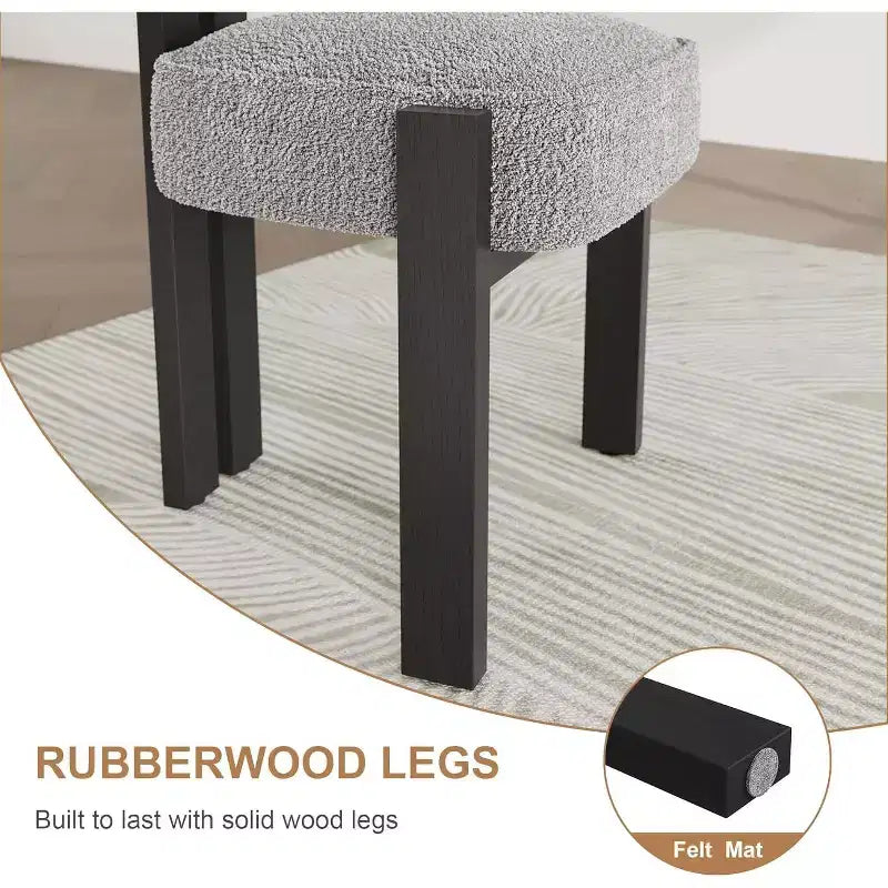 Sedie da pranzo imbottite, sedie da pranzo moderne in Boucle con schienale ergonomico curvo, comode sedie da cucina con gambe in legno di gomma