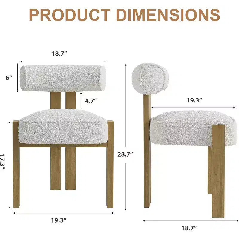 Sedie da pranzo imbottite, sedie da pranzo moderne in Boucle con schienale ergonomico curvo, comode sedie da cucina con gambe in legno di gomma