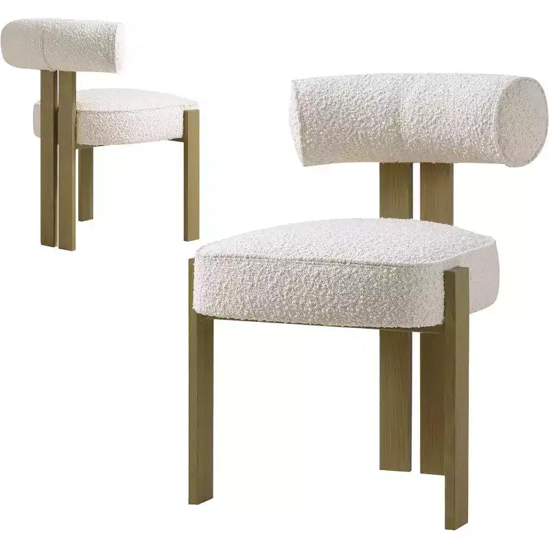 Sedie da pranzo imbottite, sedie da pranzo moderne in Boucle con schienale ergonomico curvo, comode sedie da cucina con gambe in legno di gomma
