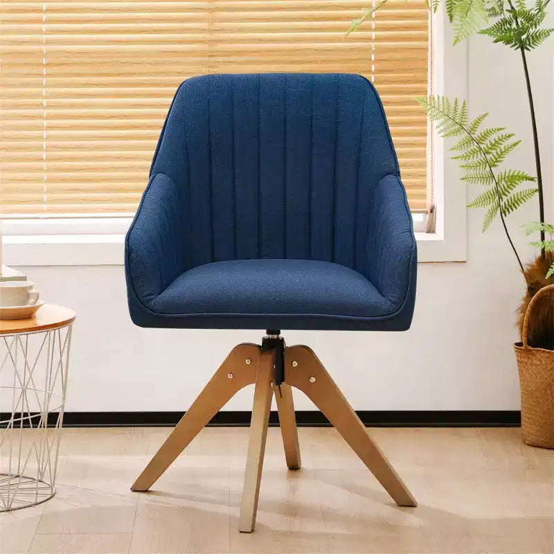 Poltrona girevole trapuntata Furniliving, rivestita in lino, per ufficio/salotto/camera da letto