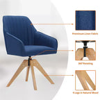Poltrona girevole trapuntata Furniliving, rivestita in lino, per ufficio/salotto/camera da letto