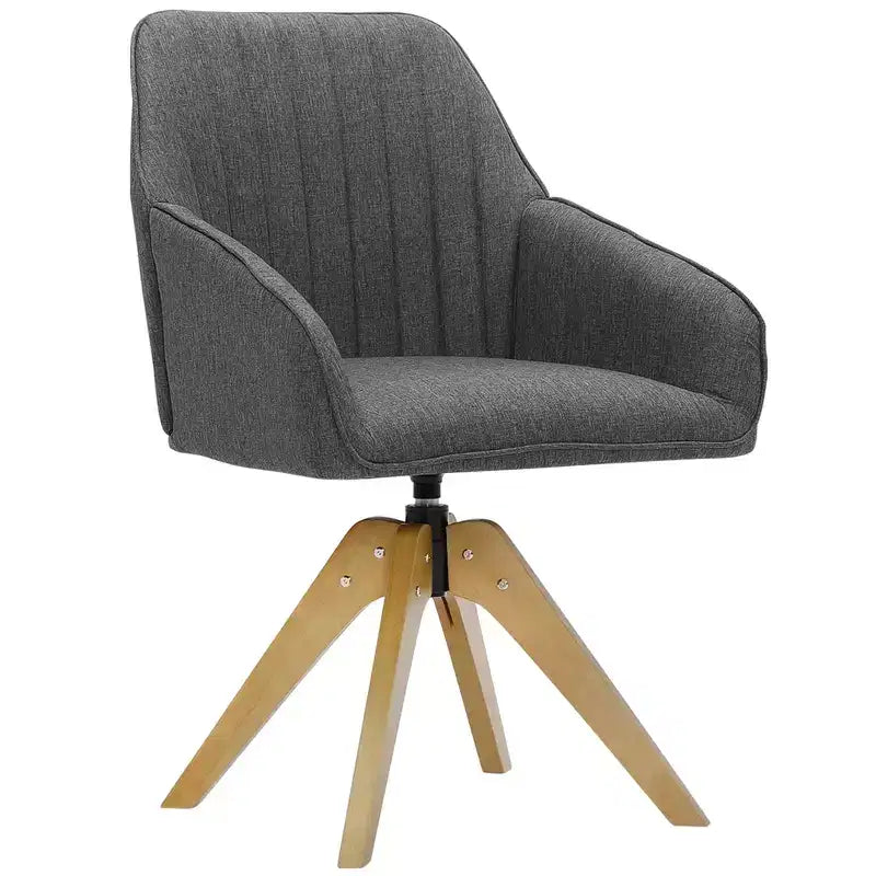 Poltrona girevole trapuntata Furniliving, rivestita in lino, per ufficio/salotto/camera da letto