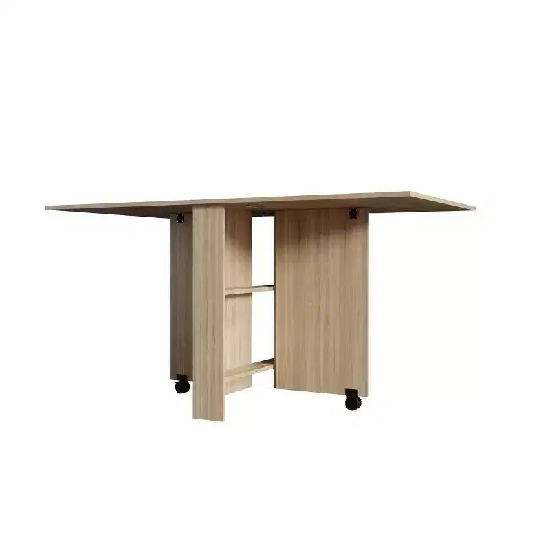 Homy Casa Tavolo da Pranzo Pieghevole con Rotelle, Rovere Naturale, Tavolo Convertibile Salvaspazio per Sala da Pranzo o Lavoro