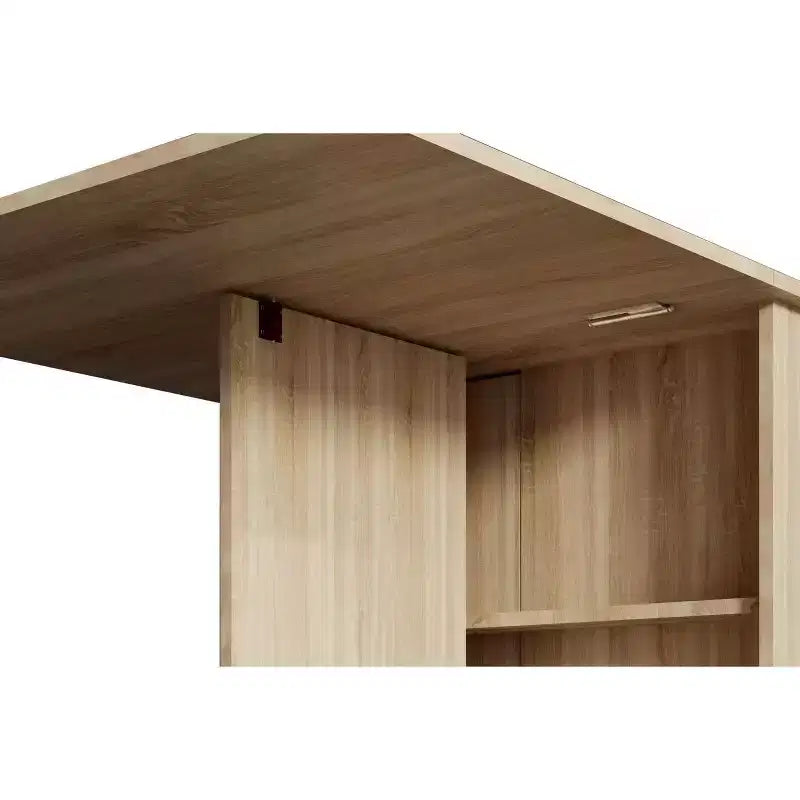 Homy Casa Tavolo da Pranzo Pieghevole con Rotelle, Rovere Naturale, Tavolo Convertibile Salvaspazio per Sala da Pranzo o Lavoro