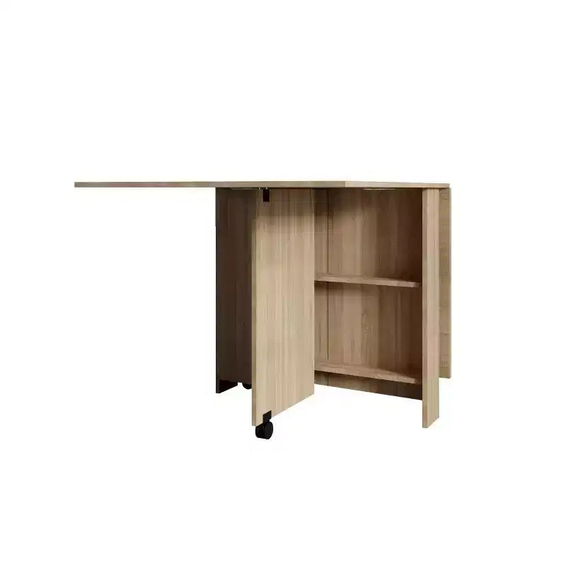 Homy Casa Tavolo da Pranzo Pieghevole con Rotelle, Rovere Naturale, Tavolo Convertibile Salvaspazio per Sala da Pranzo o Lavoro