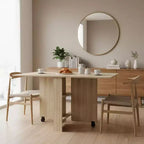 Homy Casa Tavolo da Pranzo Pieghevole con Rotelle, Rovere Naturale, Tavolo Convertibile Salvaspazio per Sala da Pranzo o Lavoro