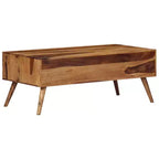 vidaXL Tavolino da caffè Miele Legno massello 100x50x39 cm Intarsi decorativi