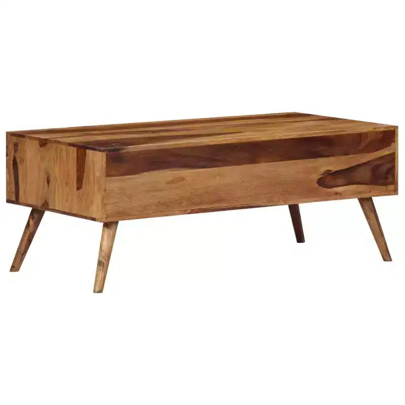 vidaXL Tavolino da caffè Miele Legno massello 100x50x39 cm Intarsi decorativi