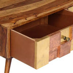 vidaXL Tavolino da caffè Miele Legno massello 100x50x39 cm Intarsi decorativi