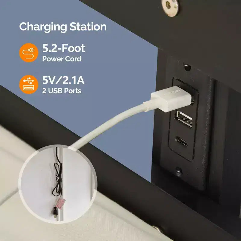 Letto a soppalco VINGLI in legno massiccio con stazione di ricarica USB/LED, letto in legno massello con pioli piatti, sponda di protezione alta 15 pollici, nessuna necessità di rete a molle, nero