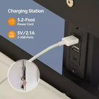 Letto a soppalco VINGLI in legno massiccio con stazione di ricarica USB/LED, letto in legno massello con pioli piatti, sponda di protezione alta 15 pollici, nessuna necessità di rete a molle, nero