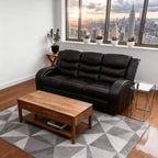 MAYEERTY Power Reclining Sofa, Electric 3-Seat Faux Leather Recliner with Adjustable Backrests for Living Room, Black