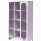 GDFStudio Charleston Mobile Alto Moderno a 2 Ante con Ante in Vetro Scanalato