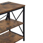 Mobile TV FurnitureR 63 pollici con luci a LED e stazione di alimentazione, centro di intrattenimento con ripiani portaoggetti, porte USB e prese di corrente, 70 pollici, Marrone