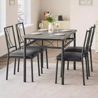 Tavolo e sedie da cucina per 4 persone, set da pranzo per 4 con sedie imbottite, set da tavolo da cucina in metallo e legno con tavolo da pranzo rettangolare