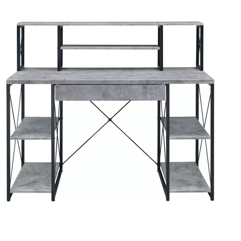 Okak 47IN Scrivania Multifunzione per Computer con Ampio Spazio di Archiviazione, Scrivania Regolabile in Altezza con Struttura in Metallo, Scrivania da Ufficio per Soggiorno, Sala Lettura, Studio