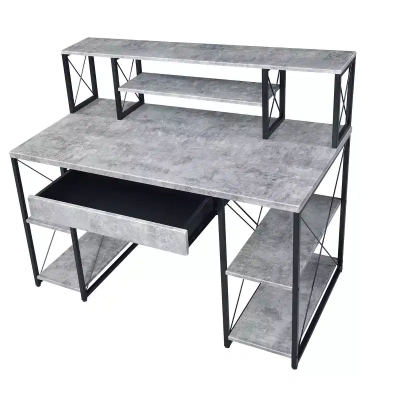 Okak 47IN Scrivania Multifunzione per Computer con Ampio Spazio di Archiviazione, Scrivania Regolabile in Altezza con Struttura in Metallo, Scrivania da Ufficio per Soggiorno, Sala Lettura, Studio