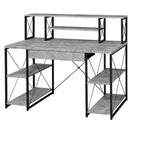 Okak 47IN Scrivania Multifunzione per Computer con Ampio Spazio di Archiviazione, Scrivania Regolabile in Altezza con Struttura in Metallo, Scrivania da Ufficio per Soggiorno, Sala Lettura, Studio