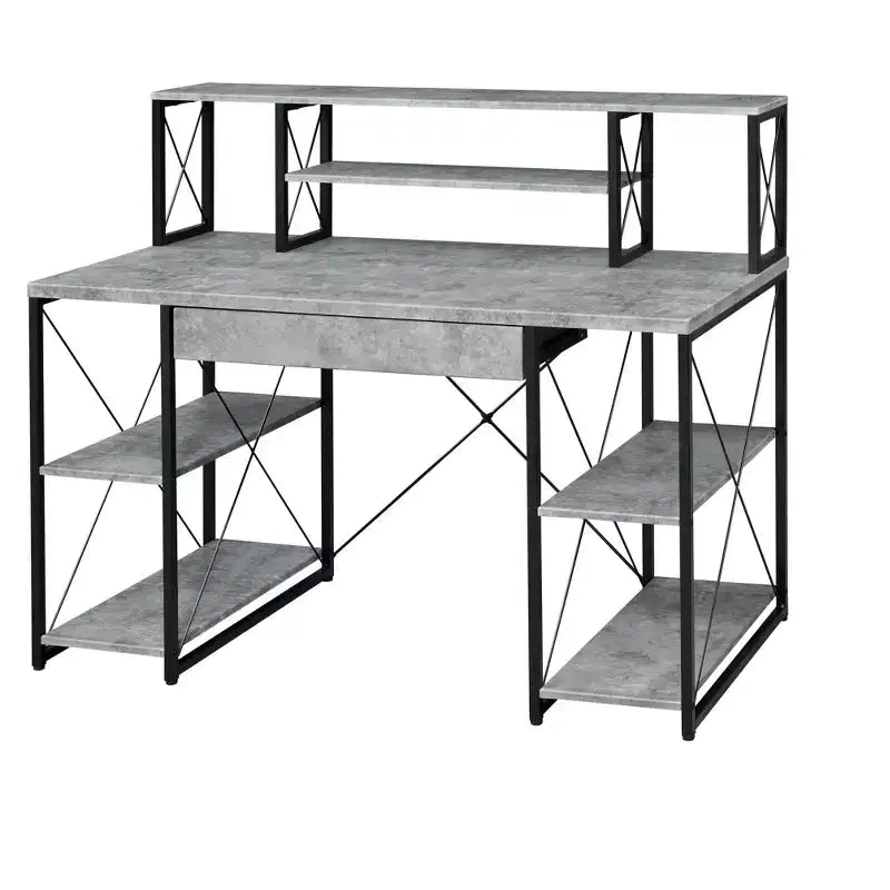 Okak 47IN Scrivania Multifunzione per Computer con Ampio Spazio di Archiviazione, Scrivania Regolabile in Altezza con Struttura in Metallo, Scrivania da Ufficio per Soggiorno, Sala Lettura, Studio