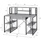 Okak 47IN Scrivania Multifunzione per Computer con Ampio Spazio di Archiviazione, Scrivania Regolabile in Altezza con Struttura in Metallo, Scrivania da Ufficio per Soggiorno, Sala Lettura, Studio