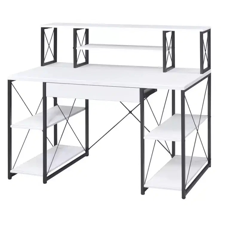Okak 47IN Scrivania Multifunzione per Computer con Ampio Spazio di Archiviazione, Scrivania Regolabile in Altezza con Struttura in Metallo, Scrivania da Ufficio per Soggiorno, Sala Lettura, Studio