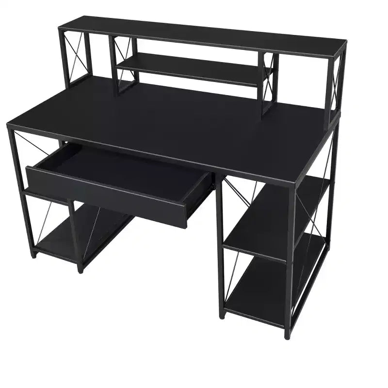 Okak 47IN Scrivania Multifunzione per Computer con Ampio Spazio di Archiviazione, Scrivania Regolabile in Altezza con Struttura in Metallo, Scrivania da Ufficio per Soggiorno, Sala Lettura, Studio
