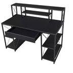Okak 47IN Scrivania Multifunzione per Computer con Ampio Spazio di Archiviazione, Scrivania Regolabile in Altezza con Struttura in Metallo, Scrivania da Ufficio per Soggiorno, Sala Lettura, Studio