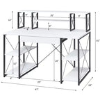 Okak 47IN Scrivania Multifunzione per Computer con Ampio Spazio di Archiviazione, Scrivania Regolabile in Altezza con Struttura in Metallo, Scrivania da Ufficio per Soggiorno, Sala Lettura, Studio