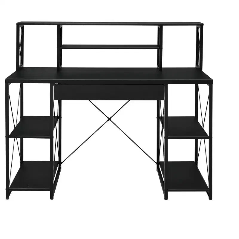 Okak 47IN Scrivania Multifunzione per Computer con Ampio Spazio di Archiviazione, Scrivania Regolabile in Altezza con Struttura in Metallo, Scrivania da Ufficio per Soggiorno, Sala Lettura, Studio