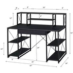 Okak 47IN Scrivania Multifunzione per Computer con Ampio Spazio di Archiviazione, Scrivania Regolabile in Altezza con Struttura in Metallo, Scrivania da Ufficio per Soggiorno, Sala Lettura, Studio
