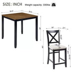 Set da pranzo Callan da 5 pezzi in legno stile rustico con sedie imbottite, altezza bancone, di GDFStudio