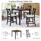 Set da pranzo Callan da 5 pezzi in legno stile rustico con sedie imbottite, altezza bancone, di GDFStudio