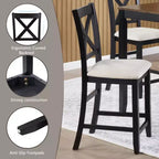 Set da pranzo Callan da 5 pezzi in legno stile rustico con sedie imbottite, altezza bancone, di GDFStudio