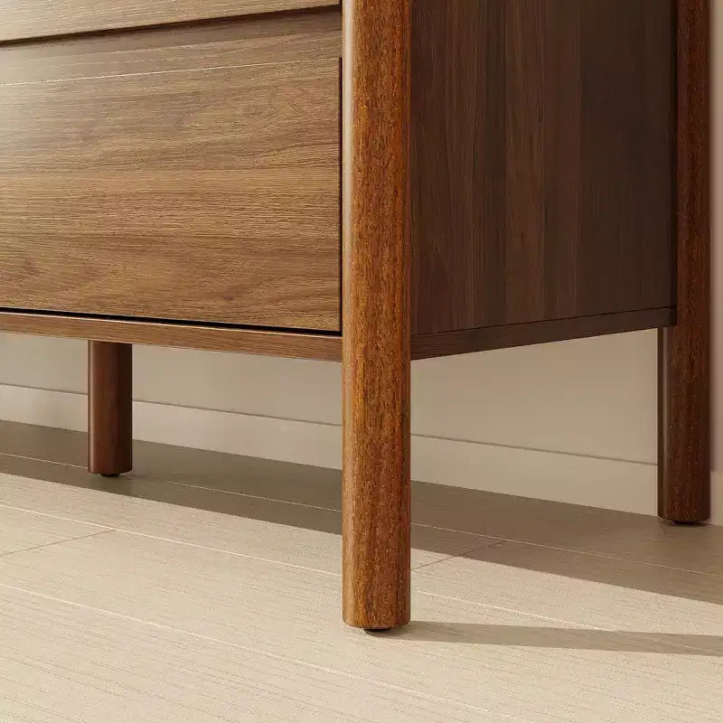 Mobile contenitore in legno di noce Famapy Mid-Century Modern con cassetti e gambe in legno massello, libreria/unità di intrattenimento elegante per il soggiorno