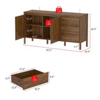 Mobile contenitore in legno di noce Famapy Mid-Century Modern con cassetti e gambe in legno massello, libreria/unità di intrattenimento elegante per il soggiorno