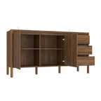 Mobile contenitore in legno di noce Famapy Mid-Century Modern con cassetti e gambe in legno massello, libreria/unità di intrattenimento elegante per il soggiorno