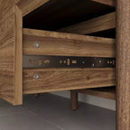 Mobile contenitore in legno di noce Famapy Mid-Century Modern con cassetti e gambe in legno massello, libreria/unità di intrattenimento elegante per il soggiorno