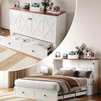 Mjkone Letto a Scomparsa Matrimoniale/Queen Size con Contenitore, SENZA MATERASSO