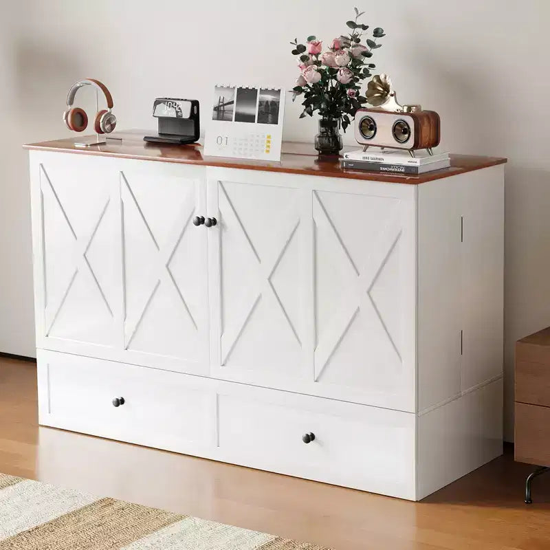 Mjkone Letto a Scomparsa Matrimoniale/Queen Size con Contenitore, SENZA MATERASSO