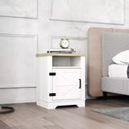 GDFStudio Alametos Tavolino da Notte in Legno Stile Fattoria con Anta Scorrevole a Granaio