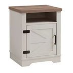 GDFStudio Alametos Tavolino da Notte in Legno Stile Fattoria con Anta Scorrevole a Granaio