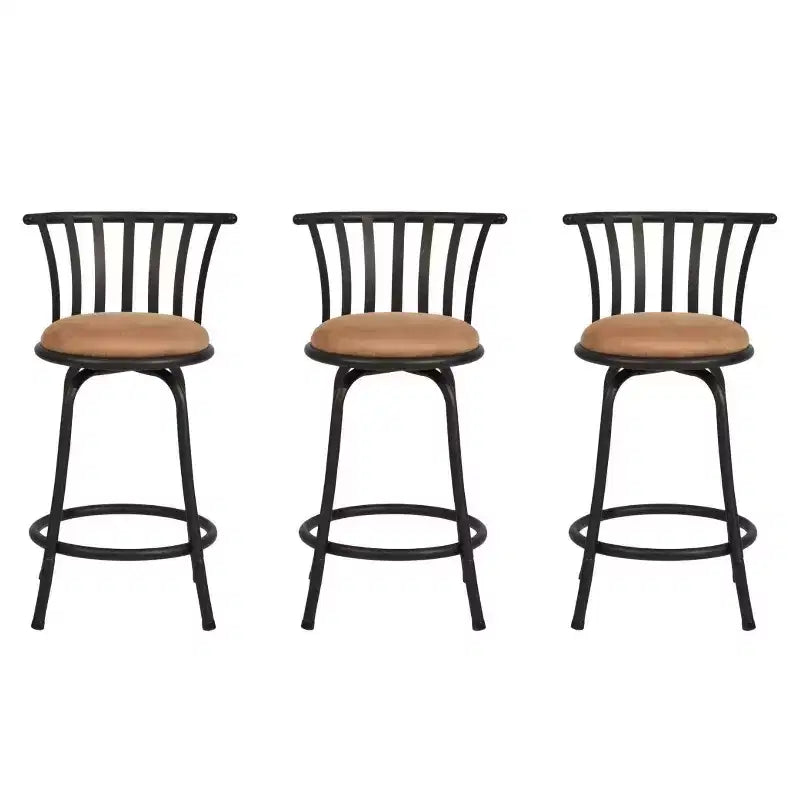 Sgabelli da bar FurnitureR girevoli set da 3, altezza bancone regolabile con schienale basso per isola cucina altezza bar con gambe intercambiabili, 24/29 pollici, marrone