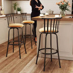 Sgabelli da bar FurnitureR girevoli set da 3, altezza bancone regolabile con schienale basso per isola cucina altezza bar con gambe intercambiabili, 24/29 pollici, marrone