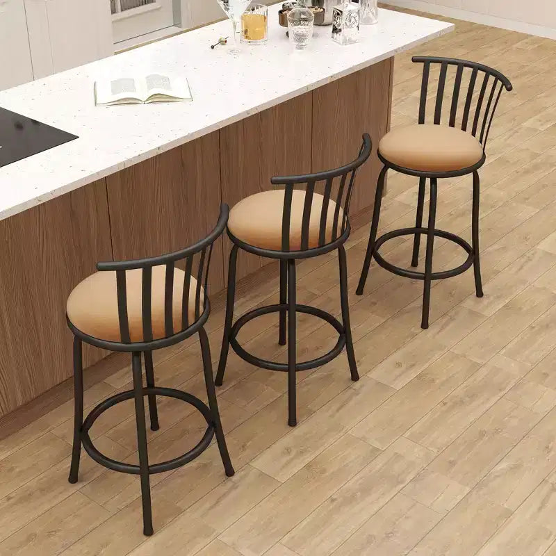 Sgabelli da bar FurnitureR girevoli set da 3, altezza bancone regolabile con schienale basso per isola cucina altezza bar con gambe intercambiabili, 24/29 pollici, marrone