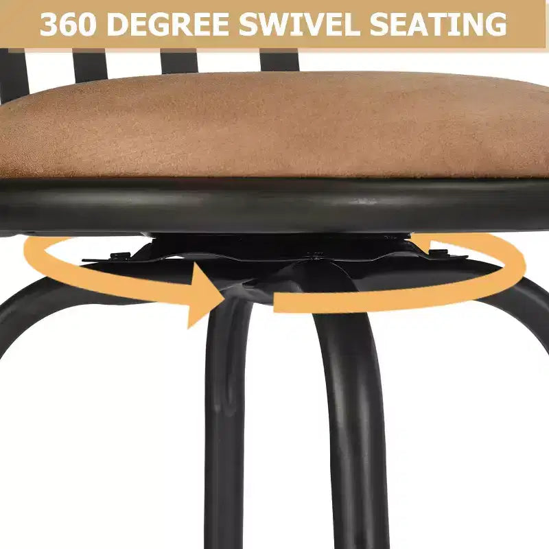 Sgabelli da bar FurnitureR girevoli set da 3, altezza bancone regolabile con schienale basso per isola cucina altezza bar con gambe intercambiabili, 24/29 pollici, marrone
